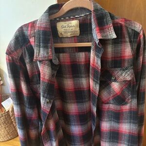 Old Ranch Plaid Flannel Shirt - Red & Black